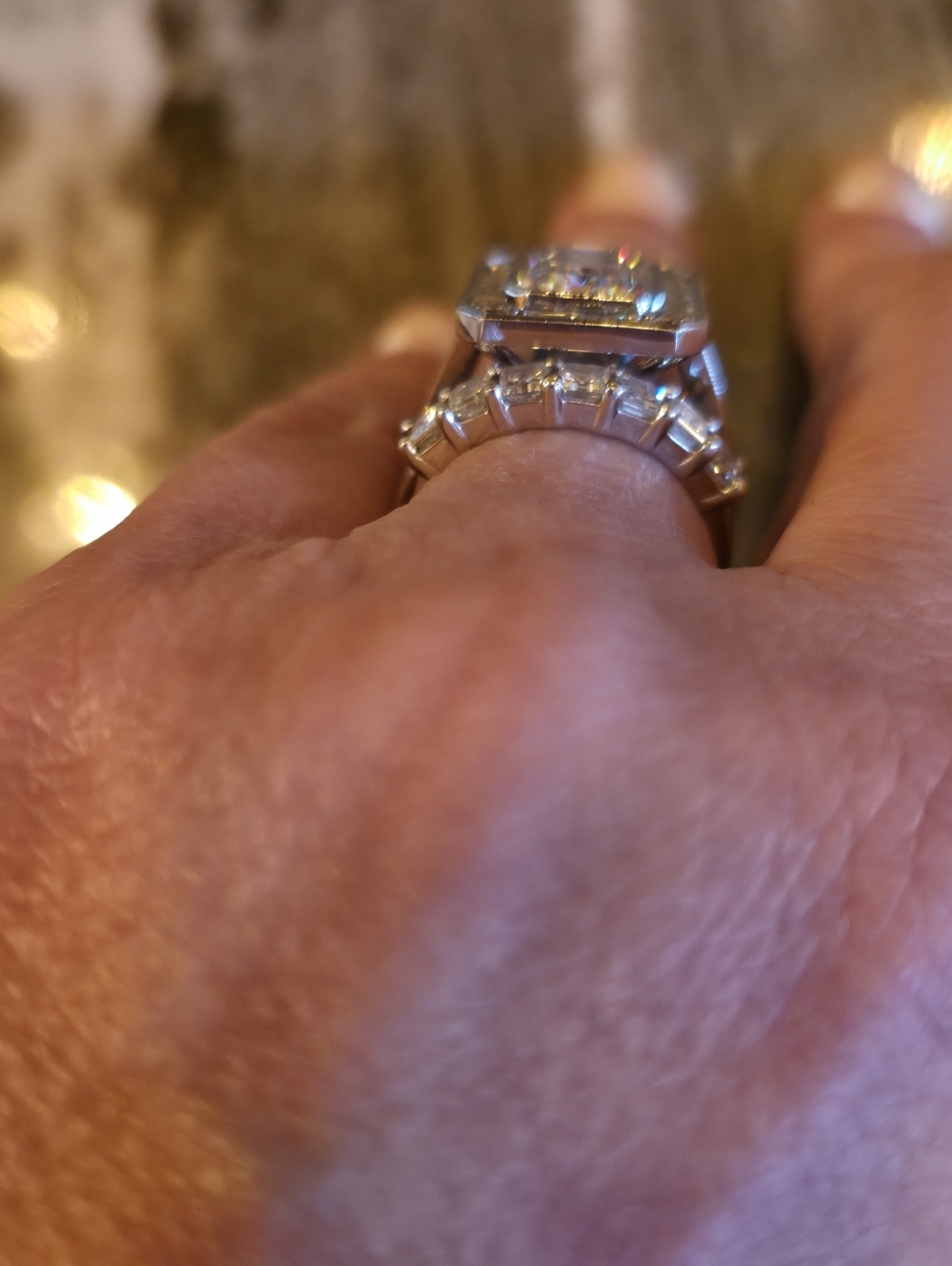 Debebians EMERALD HALO ENGAGEMENT RING. - Picture 10 of 11